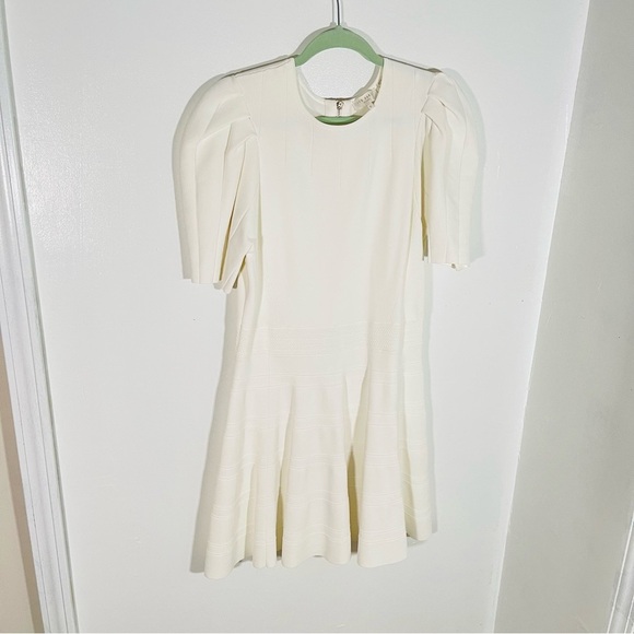 NEW Ted Baker London Velvey Dress Ivory Knit Puff Sleeves Preppy Coastal Neutral - Picture 3 of 10